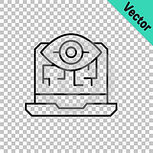 Black line Computer vision icon isolated on transparent background. Technical vision, eye circuit, video surveillance