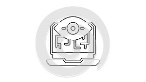 Black line Computer vision icon isolated on white background. Technical vision, eye circuit, video surveillance system