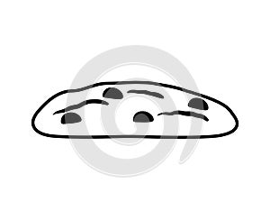 Black Line Cookie with Chocolate Chips Biscuit Food Bakery Icon Vector Illustration