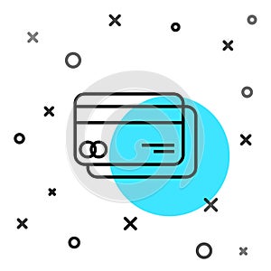 Black line Credit card icon isolated on white background. Online payment. Cash withdrawal. Financial operations