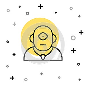 Black line Cyclops icon isolated on white background. Random dynamic shapes. Vector