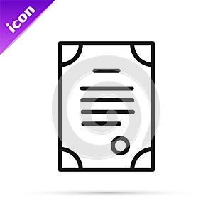 Black line Death certificate icon isolated on white background. Vector