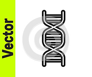 Black line DNA symbol icon isolated on white background. Vector