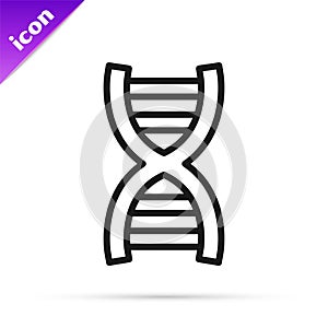 Black line DNA symbol icon isolated on white background. Vector