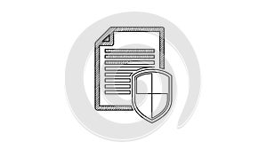Black line Document protection concept icon isolated on white background. Confidential information and privacy idea