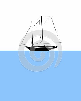 Black Line Drawing Sailboat