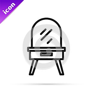 Black line Dressing table icon isolated on white background. Vector