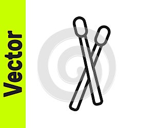 Black line Drum sticks icon isolated on white background. Musical instrument. Vector