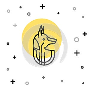 Black line Egyptian anubis icon isolated on white background. Random dynamic shapes. Vector