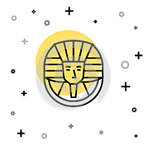 Black line Egyptian pharaoh icon isolated on white background. Random dynamic shapes. Vector