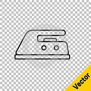 Black line Electric iron icon isolated on transparent background. Steam iron. Vector Illustration