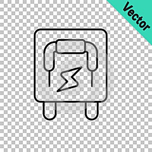 Black line Electrical panel icon isolated on transparent background. Switch lever. Vector