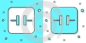 Black line Electrolytic capacitor icon isolated on green and white background. Random dynamic shapes. Vector