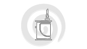 Black line Electronic cigarette icon isolated on white background. Vape smoking tool. Vaporizer Device. 4K Video motion
