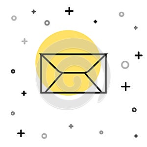 Black line Envelope icon isolated on white background. Email message letter symbol. Random dynamic shapes. Vector