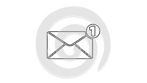 Black line Envelope icon isolated on white background. Received message concept. New, email incoming message, sms. Mail