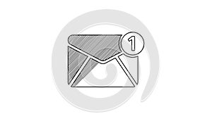 Black line Envelope icon isolated on white background. Received message concept. New, email incoming message, sms. Mail