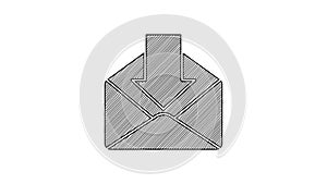 Black line Envelope icon isolated on white background. Received message concept. New, email incoming message, sms. Mail