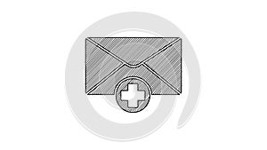 Black line Envelope icon isolated on white background. Received message concept. New, email incoming message, sms. Mail