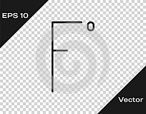 Black line Fahrenheit icon isolated on transparent background. Vector Illustration