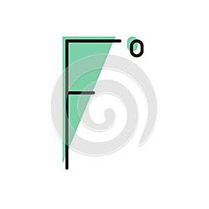 Black line Fahrenheit icon isolated on white background. Vector Illustration