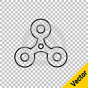 Black line Fidget spinner icon isolated on transparent background. Stress relieving toy. Trendy hand spinner. Vector