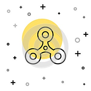 Black line Fidget spinner icon isolated on white background. Stress relieving toy. Trendy hand spinner. Random dynamic