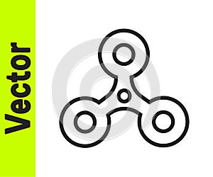 Black line Fidget spinner icon isolated on white background. Stress relieving toy. Trendy hand spinner. Vector