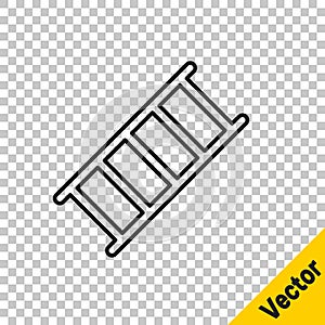 Black line Fire escape icon isolated on transparent background. Pompier ladder. Fireman scaling ladder with a pole. Vector photo