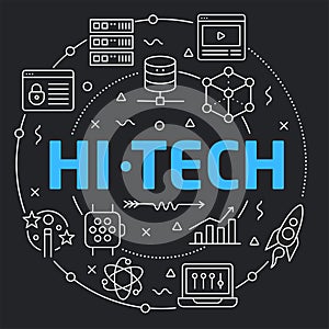 Black Line Flat Circle illustration hitech