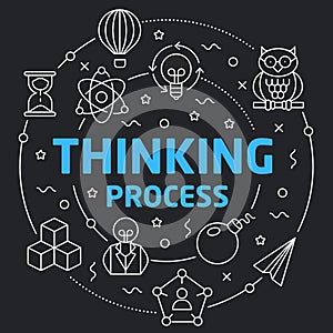 Black Line Flat Circle illustration thinking