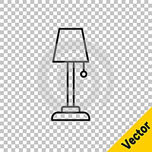 Black line Floor lamp icon isolated on transparent background. Vector