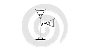 Black line Floor lamp icon isolated on white background. 4K Video motion graphic animation