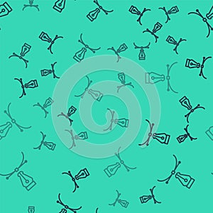 Black line Fountain pen nib icon isolated seamless pattern on green background. Pen tool sign. Vector
