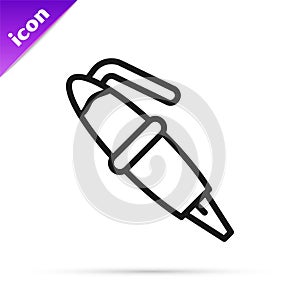 Black line Fountain pen nib icon isolated on white background. Pen tool sign. Vector