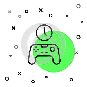Black line Gamepad of time icon isolated on white background. Time to play games. Game controller. Vector