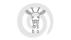 Black line Giraffe head icon isolated on white background. Animal symbol. 4K Video motion graphic animation
