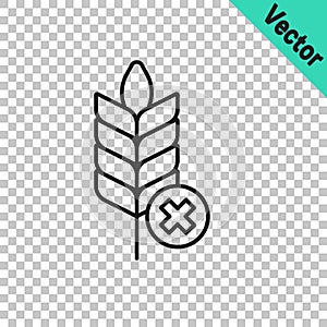 Black line Gluten free grain icon isolated on transparent background. No wheat sign. Food intolerance symbols. Vector