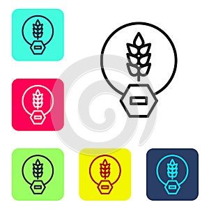 Black line Gluten free grain icon isolated on white background. No wheat sign. Food intolerance symbols. Set icons in