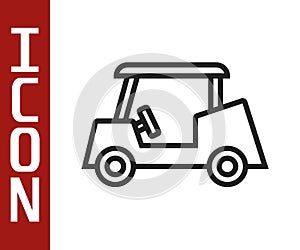 Black line Golf car icon isolated on white background. Golf cart. Vector
