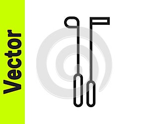 Black line Golf club icon isolated on white background. Vector Illustration