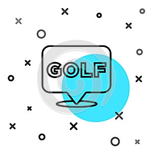 Black line Golf label icon isolated on white background. Random dynamic shapes. Vector