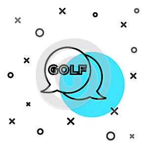 Black line Golf label icon isolated on white background. Random dynamic shapes. Vector