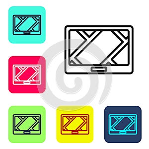 Black line Gps device with map icon isolated on white background. Set icons in color square buttons. Vector Illustration