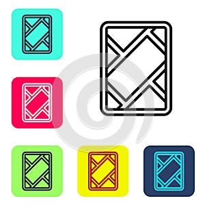 Black line Gps device with map icon isolated on white background. Set icons in color square buttons. Vector Illustration