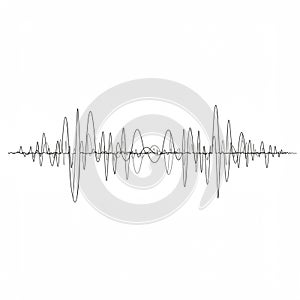 Black line graph depicting a sound wave oscillation on a white background. The wave photo