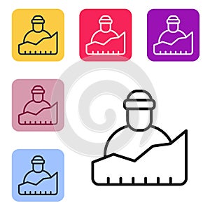 Black line Growth of homeless icon isolated on white background. Homelessness problem. Set icons in color square buttons