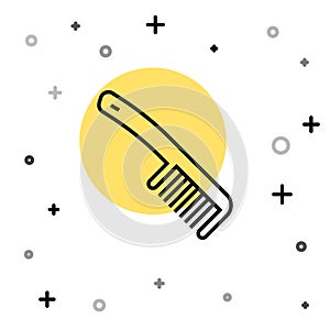 Black line Hairbrush icon isolated on white background. Comb hair sign. Barber symbol. Random dynamic shapes. Vector