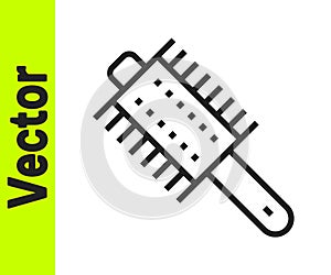 Black line Hairbrush icon isolated on white background. Comb hair sign. Barber symbol. Vector