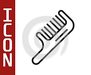 Black line Hairbrush icon isolated on white background. Comb hair sign. Barber symbol. Vector